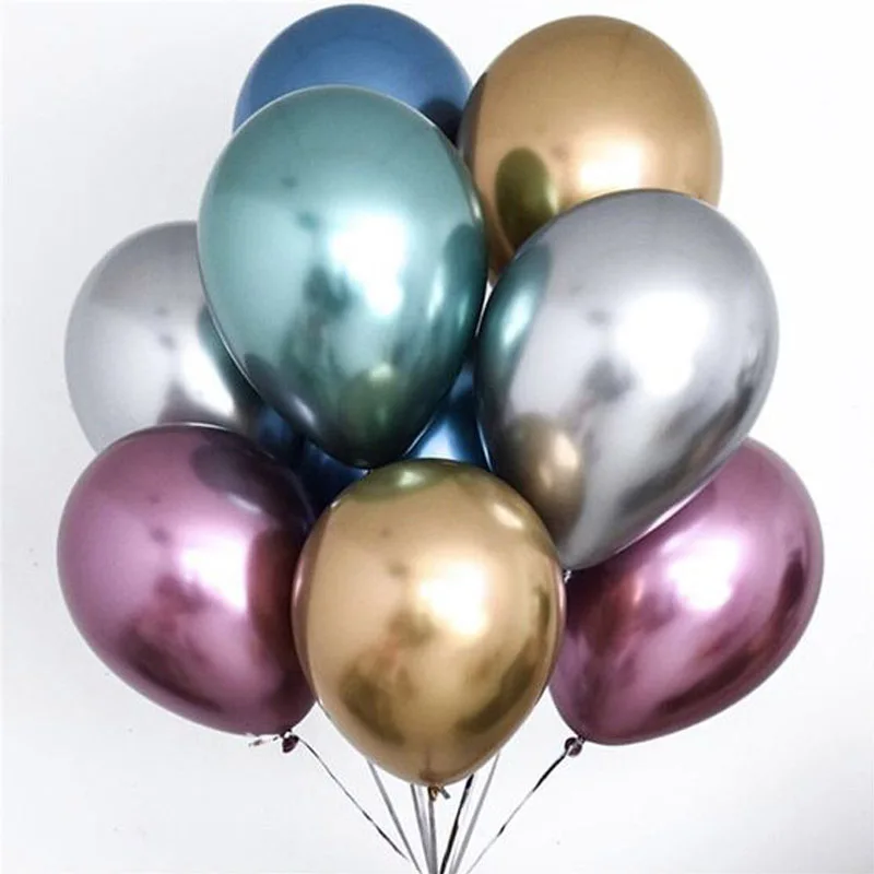 

WEIGAO Metallic Chrome Latex Balloons Thick Metal Ballons Wedding Ballon Happy Birthday Balloons Gifts Valentines Day Air Ballon