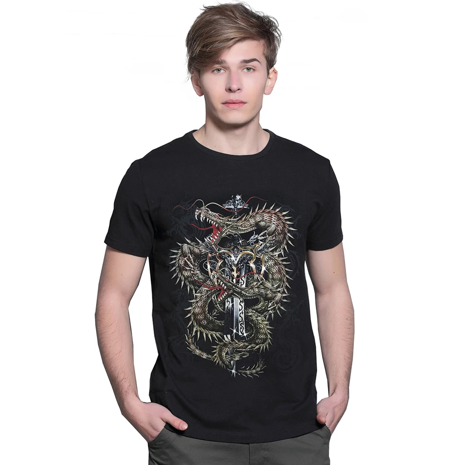 UniqStore Men Summer Print T shirt Double-headed Snake individuation Shirt O-neck Short Sleeve Fashion Tees S-2XL | Мужская одежда