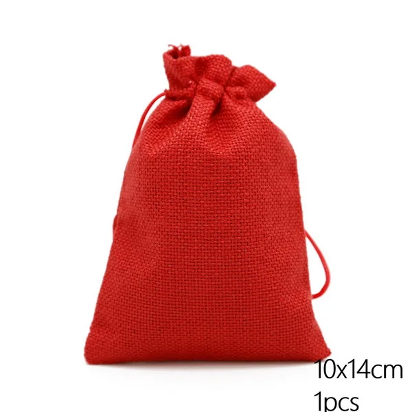 Red Хлопковые льняные Подарочные мешки 10x14 см для упаковки ювелирных изделий, мешочек для смартфонов, сумок, для Одежда для свадьбы, дня рождения ожерелье «леденец» 9 Цвета - Цвет: Red