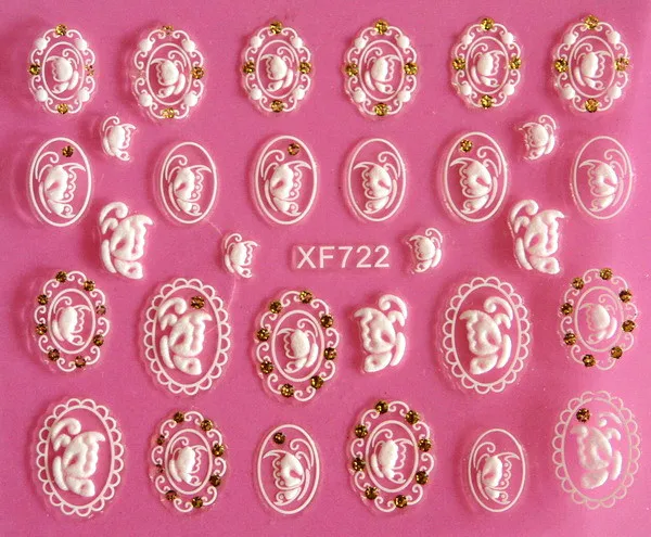 Европа Красота Белый цветок розы Кружева резные стикеры 3D на ногти nail Art 3D наклейки для ногтей Инструменты XF712