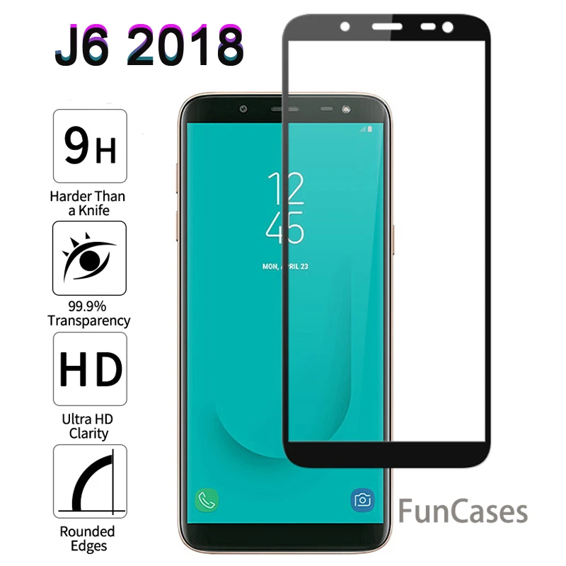 Защитное стекло для Samsung Galaxy J6 J 6 2018 полное покрытие защита экрана чехол J600F