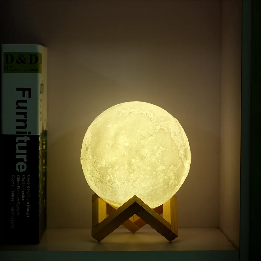 

Rechargeable USB LED Night Light Moon Lamp 3D Print Moonlight Touch 3 Colors Change Touch Switch For Baby Kids Children gifts