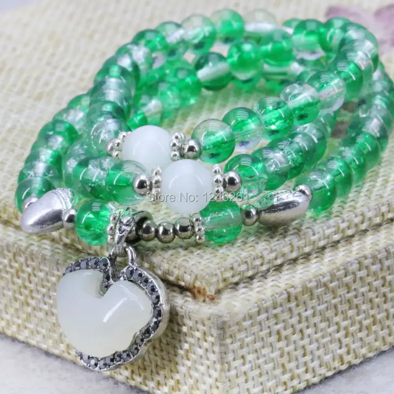 Разноцветные Модные Зеленые Браслеты в 3 ряда раньше браслет ручная цепочка 6 мм