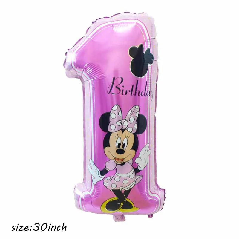 minnie number 1 Гигантские 114 см воздушные шары в форме Микки, Минни мультфильм день рождения украшения гелиевые шары для детей день рождения Декор Классические игрушки - Цвет: minnie number 1
