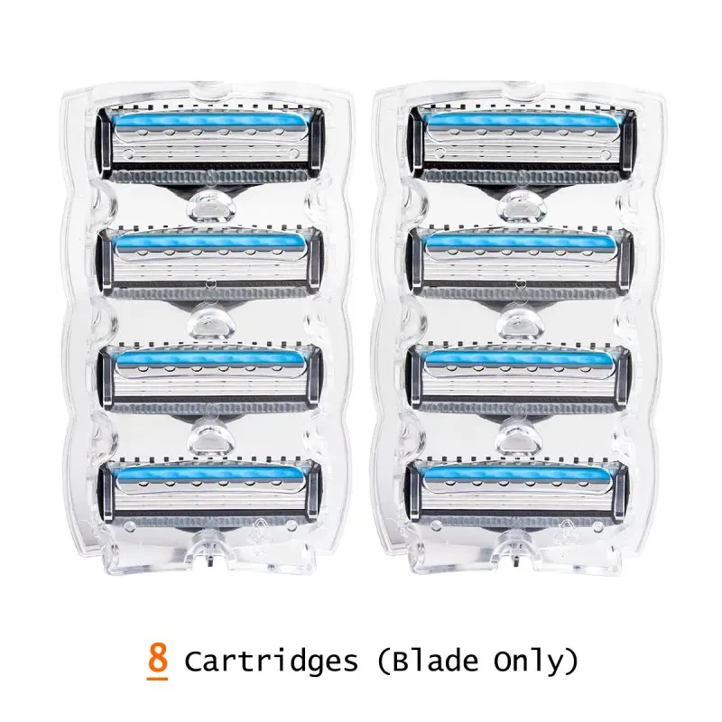 QShave It синяя серия ручное бритвенное лезвие для мужчин Сменное лезвие X5 Blade Plus 1 лезвие для триммера США верхнее лезвие, 4 картриджа - Цвет: 8 Cartridges