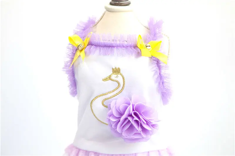 Dog Cat Bow Tutu Dress Cygnet Print Lace Skirt Pet Puppy Clothes Costume | Дом и сад