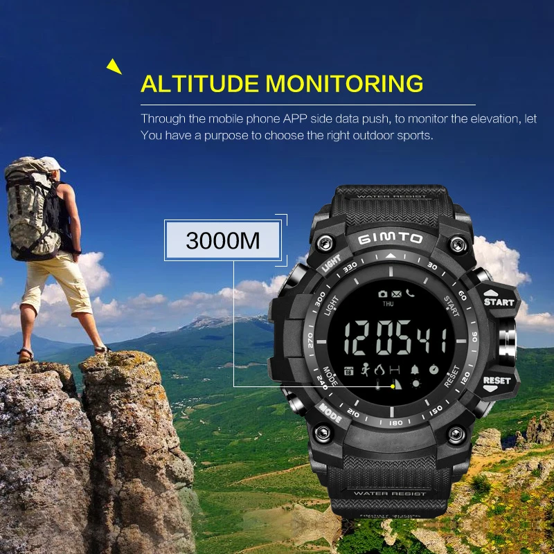 GIMTO цифровые спортивные часы для мужчин барометр Шагомер Smartwatch водостойкий