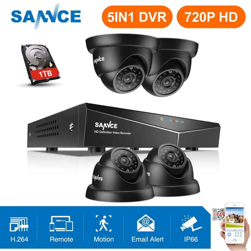 Камера видеонаблюдения SANNCE 8 каналов 1080N DVR 1080 P HD NVR 4 шт. 720 TVI|cctv system|video surveillancecctv video