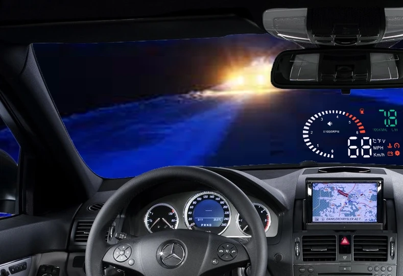 Infitary Universal 3 Inch Car OBD2 HUD Head Up Display X6 Overspeed Warning System Windshield Speed Projector 12V OBDII EUOBD | Автомобили