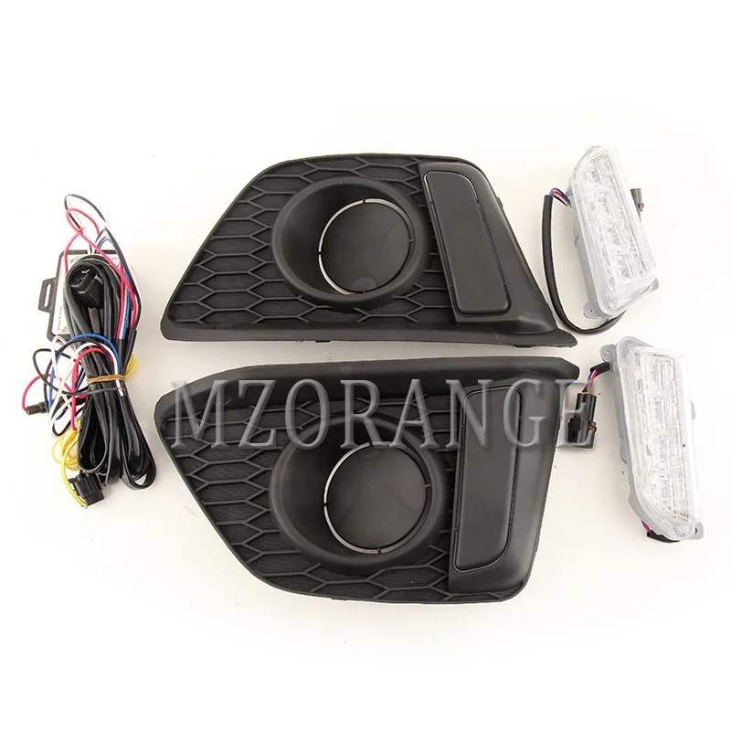 DRL MZORANGE 1 комплект для Honda jazz fit светодиодный DRL дневные ходовые огни Дневной светильник для вождения с противотуманной лампой - Цвет: DRL