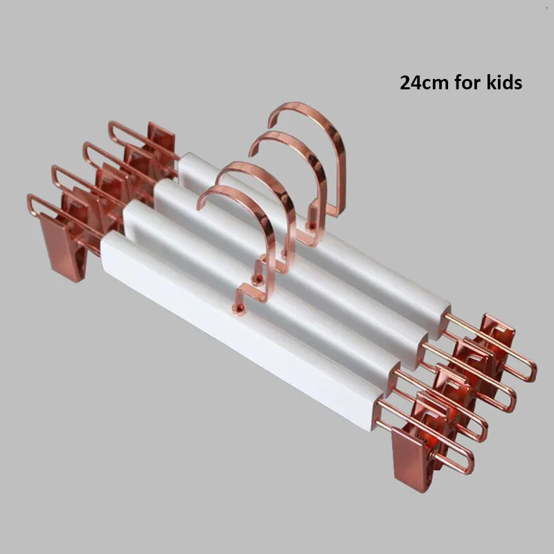 24cm pants hanger 10 шт./партия розовое золото крюк белый деревянный пальто одежда брюки костюмы вешалка, взрослые дети белый деревянный стеллаж с медный крюк зажимы - Цвет: 24cm pants hanger