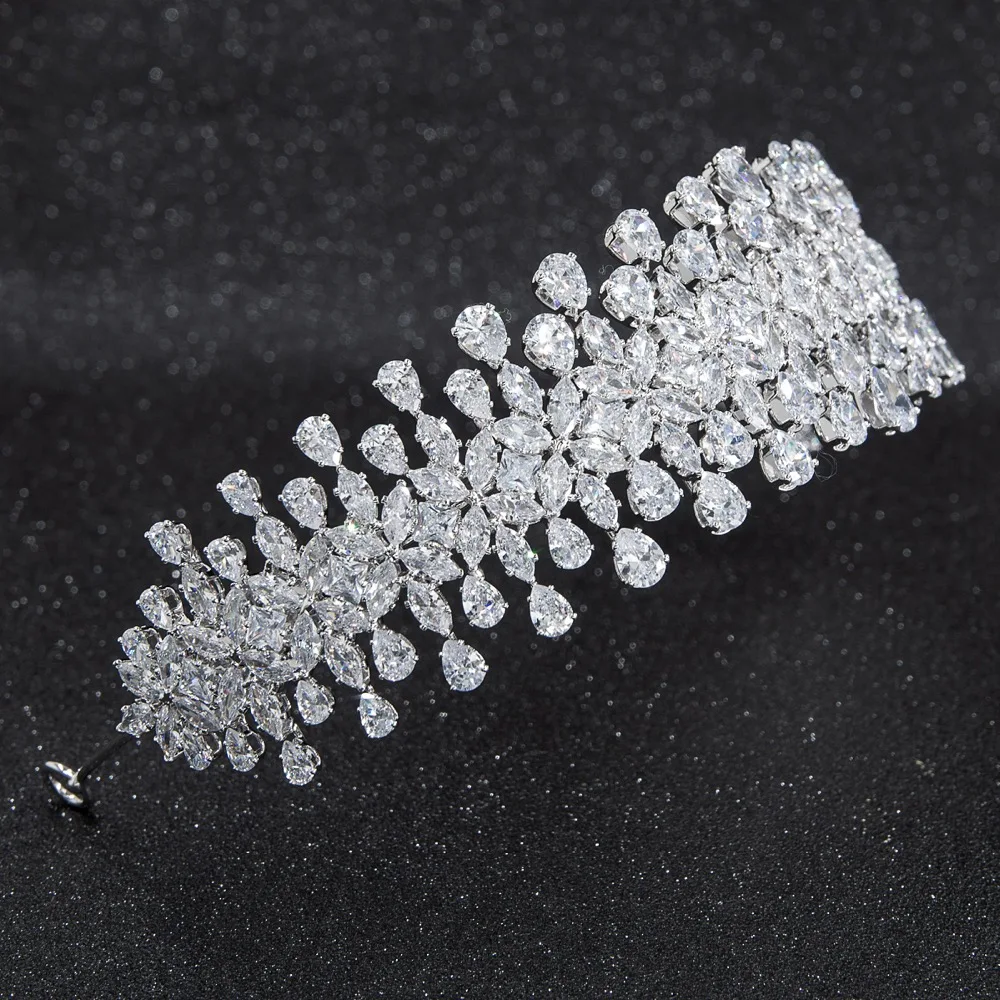 Женский обруч для волос с фианитами Свадебный мягкий кристаллами тиара