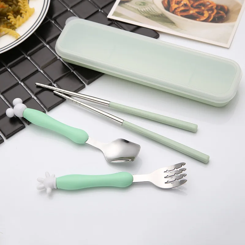 Мультяшная изящная вилка для ложки и палочек портативные столовые приборы