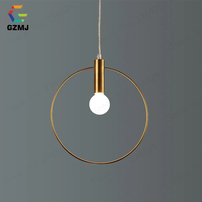 

GZMJ Modern Single Ring Pendant Lights Arts Decoration Loft Lamp Antique Gold Suspension Hanglamp Bedroom Dining Room Study