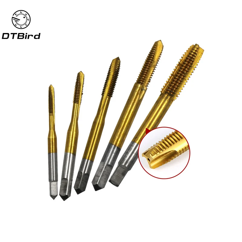 HSS титановый станок ручная дрель 3 флейты M3 M4 M5 M6 M8 M12 спиральная точечная резьба