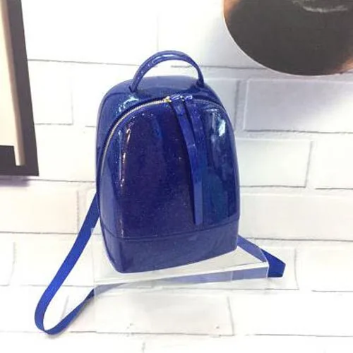 Flash Navy Blue Летние женские пляжные силиконовые Рюкзаки милые яркие цвета на молнии дорожные сумки mochila escola рюкзаки ручная сумка через плечо - Цвет: Flash Navy Blue