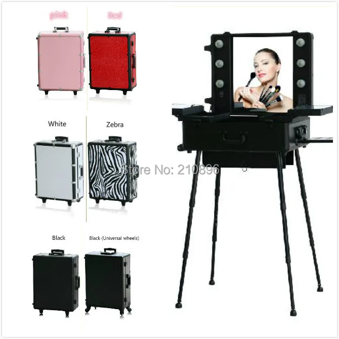 Профессиональный вращающийся студийный чехол для макияжа с подсветкой ногами и