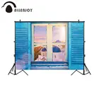 Allenjoy фон для фотосъемки с греческим окном, синими жалюзи, ландшафтный фон для фотосъемки, реквизит для фотобудка для фотосессии, ткань