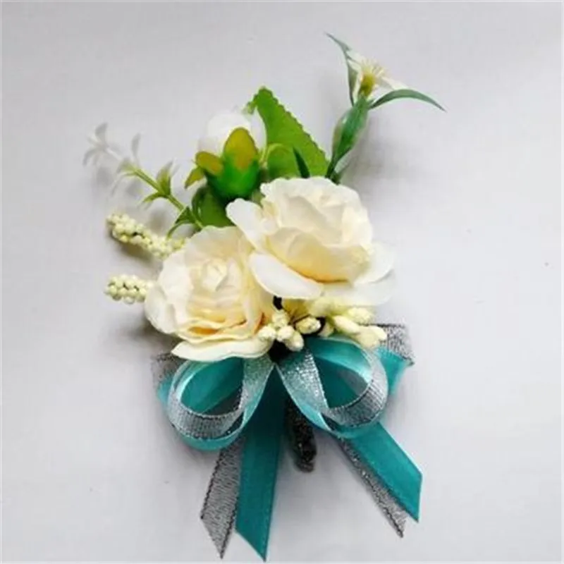 Бежевое Новое свадебное украшение ручной работы корсаж для жениха бутоньерки с