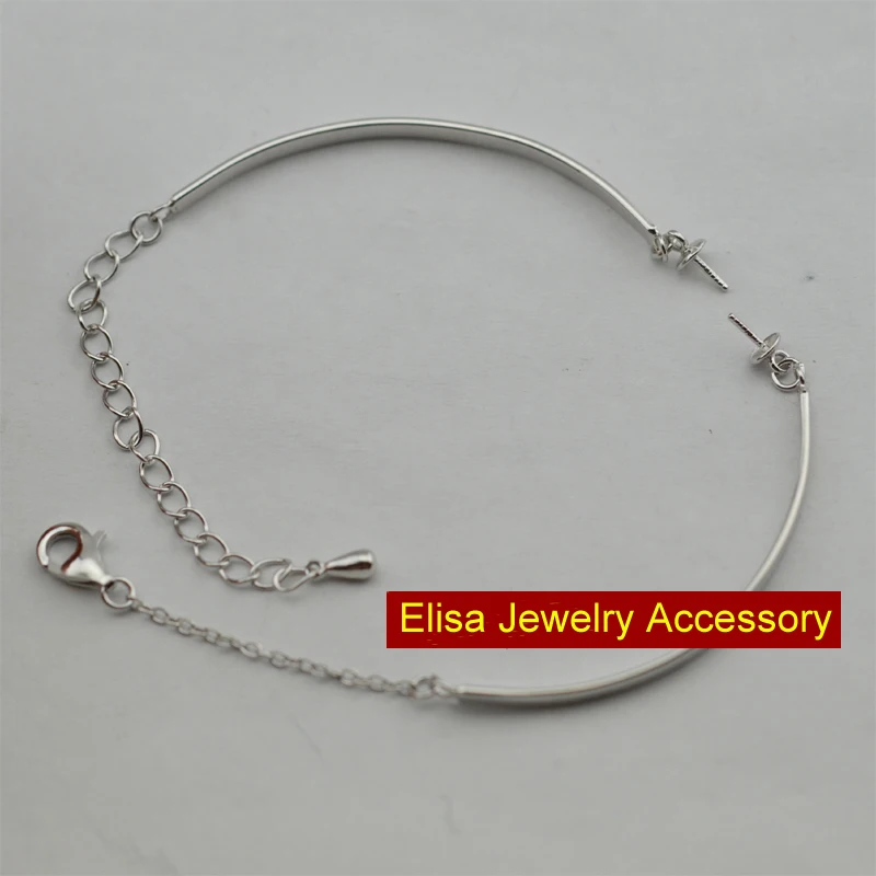 Silver Color Браслет из стерлингового серебра 925 пробы Сделай Сам женские жемчужные компоненты для украшений Серебряный и Золотой Цвет Браслет Полуфабрикаты Аксессуар 3 шт - Цвет: Silver Color
