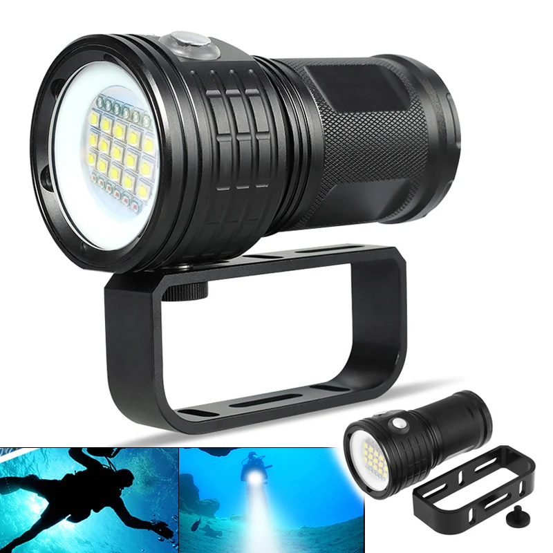 LED Diving Flashlight QX27 500W Fitteen 5050 White L2 Six XPE Red R5 Six XPE Blue R5 LED 80m Flashlight for Diving Photography