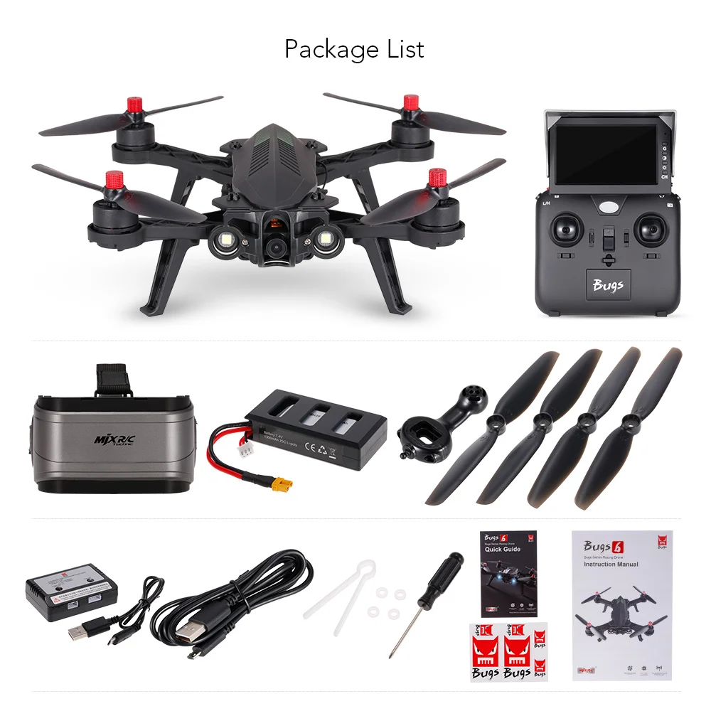 MJX Bugs 6 B6 + G3 очки 720P камера Дрон 5 8G FPV 250 мм высокоскоростной бесщеточный гоночный