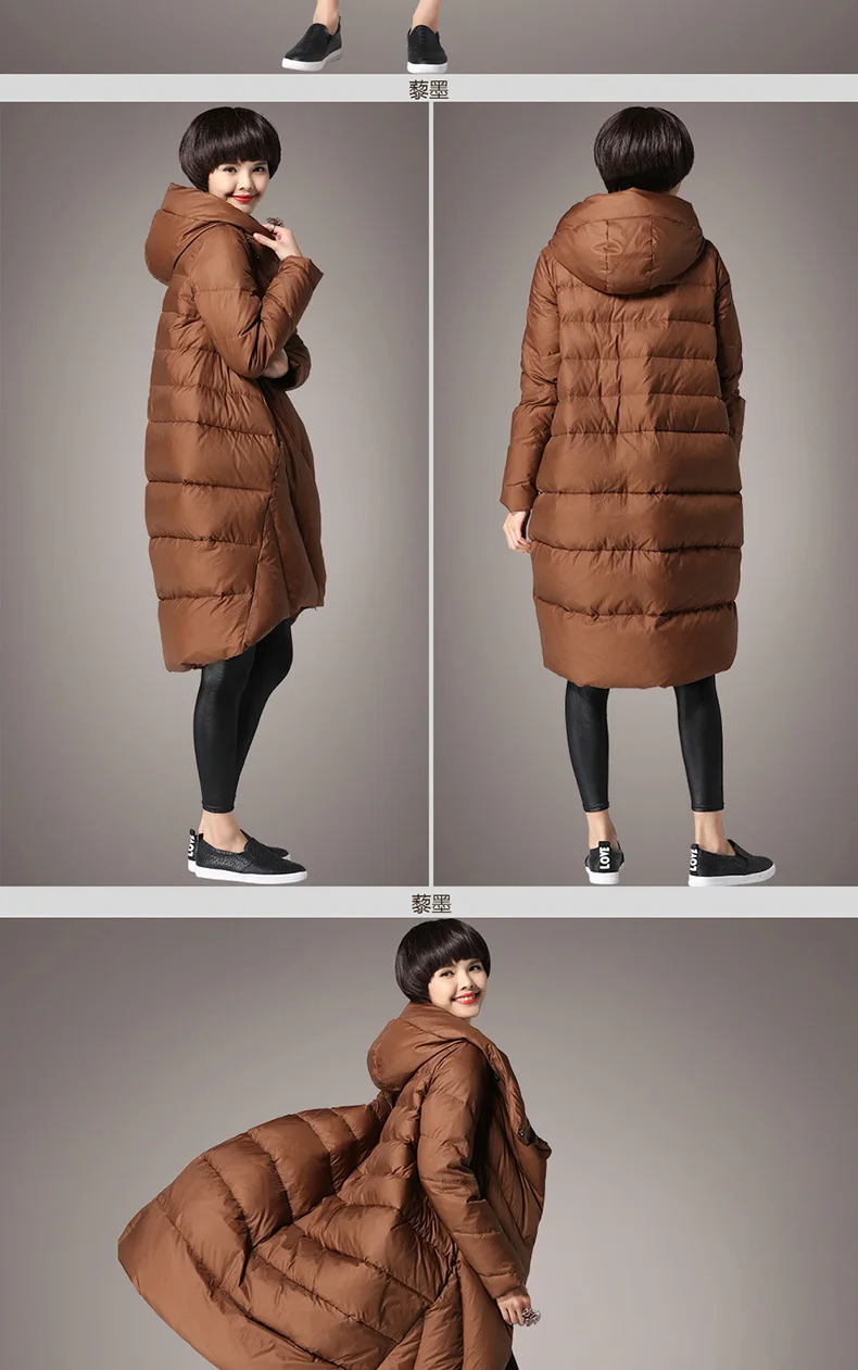 Новинка, зимняя женская куртка размера плюс, M~ 5XL, ветрозащитная, теплая, Женская парка, пуховик на утином пуху, длинное уплотненное пальто, женская Свободная верхняя одежда