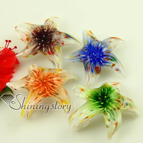 Подвески из муранского стекла в виде морской звезды и цветка|glass pendant bottles|pendant