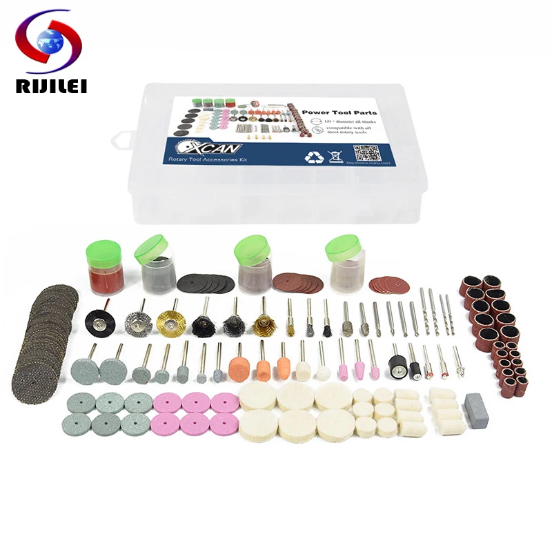 RIJILEI 228Pcs Rotary Power Tool Kits For Dremel Accessories Wood Metal Sanding Polishing Grinding Bit Set Polishing disc