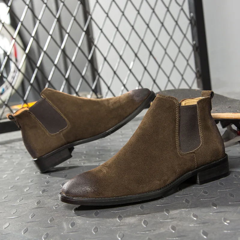 New Fashion Casual Oxford Style Men Chelsea Boots winter Autumn Winter Ankle male cow suede Formal Dress Shoes | Обувь