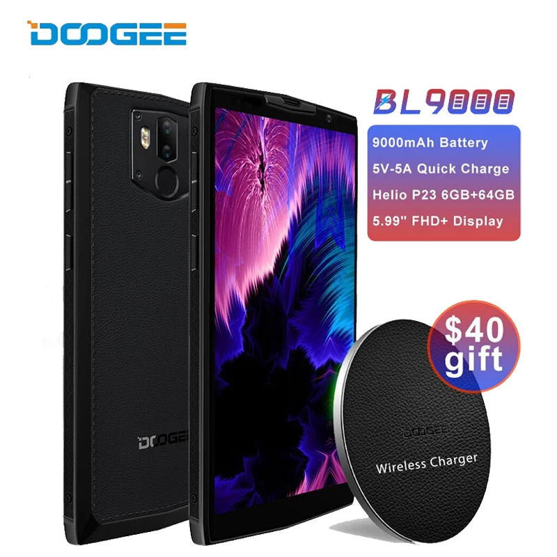DOOGEE BL9000 смартфон 5 99 &quot9000 мАч Android 8 1 MTK6763 восемь основных 6 ГБ Оперативная память 64