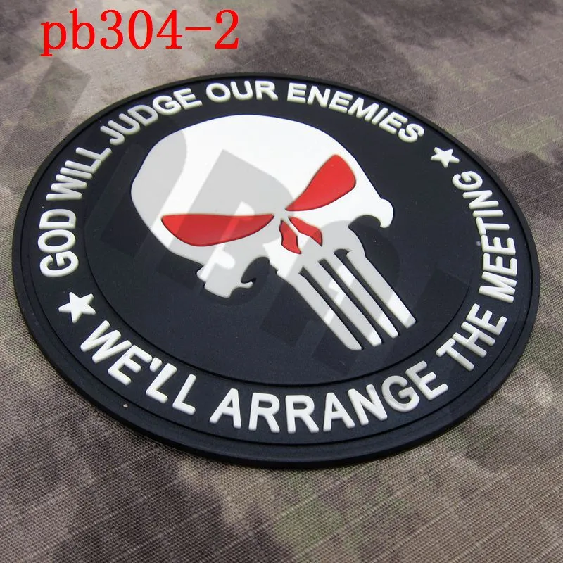 3D ПВХ патч Бог будет осуждать наших противников Wewill ARRANGETHEMEETING SEAL TEAM 6 Каратель Череп Резиновый патч