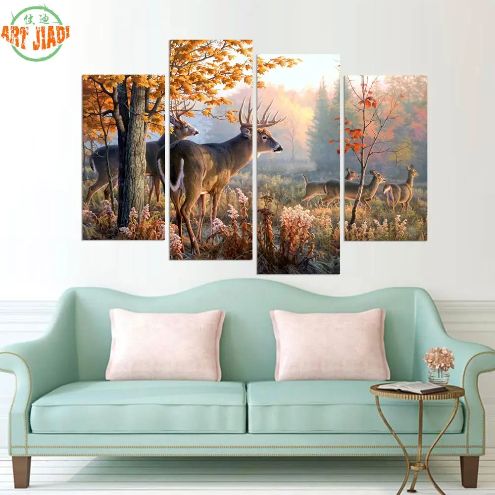 New 4-5 Piece canvas art Home Decoracion for home Beautiful Deers Wall Pictures For Living Room Printed Canvas PaintingC-218 | Дом и сад