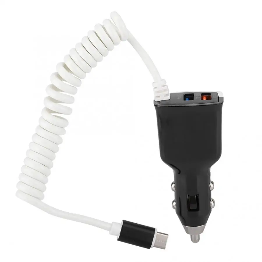 EC71 Type-C 3-port Car Charger for Mobile Phone Black and White | Электроника