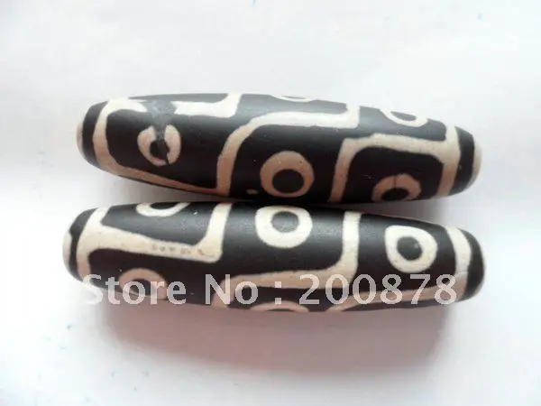 

Tibetan Nine Eyes Big Dzi Matted Black Agate Antiqued Beads 55mm