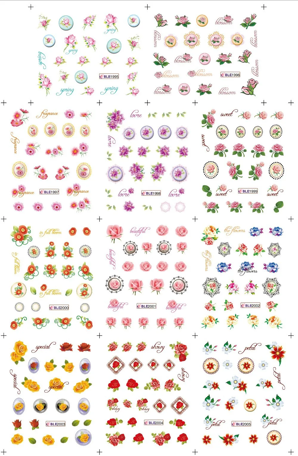 11 листов/КОМПЛЕКТ Красивые Цветы nail art наклейки наклейки серия аксессуары nail art переброски вод ногтей наклейки для наклейки наклейка