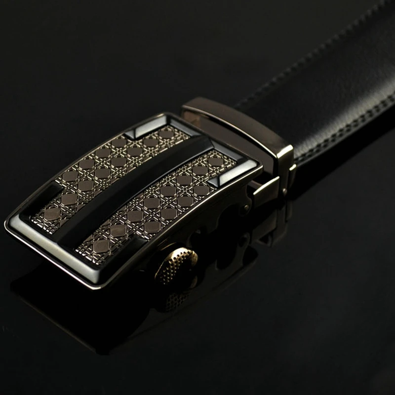 KAWEIDA Mens Accessories 2018 Genuine Leather Belt Vintage Letter I Luxe Automatic Metal Buckle Black Ceinture Homme | Аксессуары для