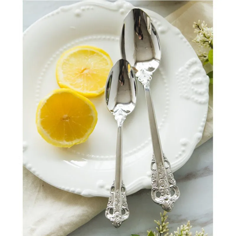 Элегантный нож из нержавеющей стали European Gilt Palace Fork, набор столовой посуды с золотым совком, дизайн резных ручек, столовые приборы, 24 шт., 6 наборов (art.: 7a07986ad) - 7a07986ad