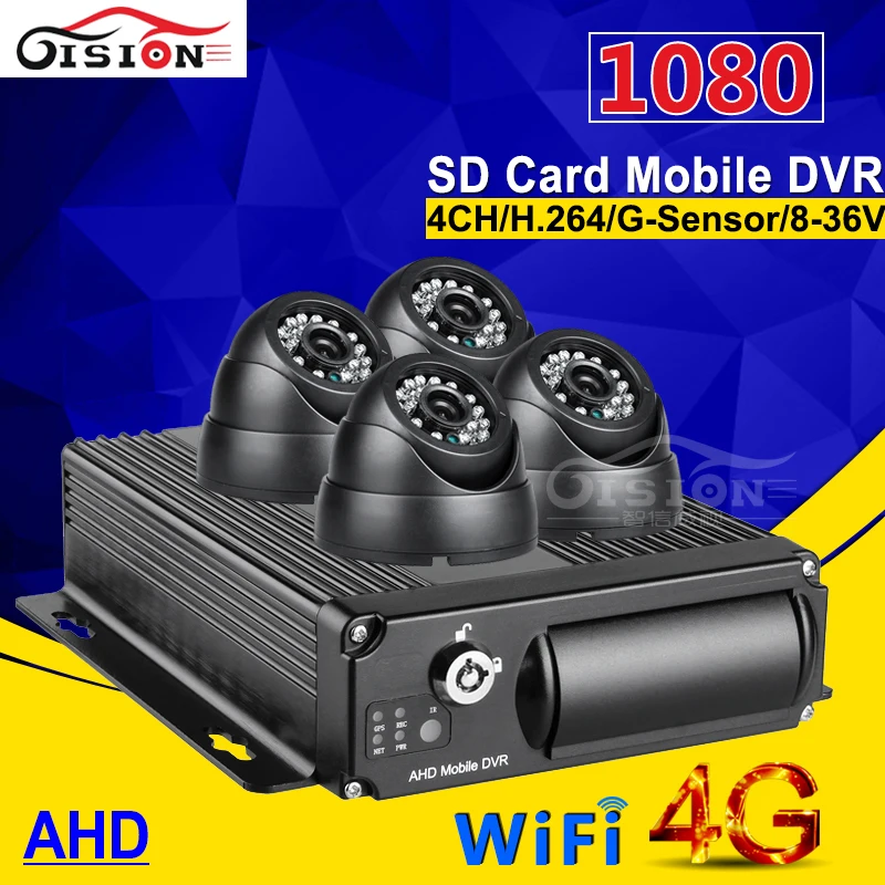 4G GPS Wifi система видеонаблюдения AHD автомобильный Мобильный Dvr 4CH видео вход камера