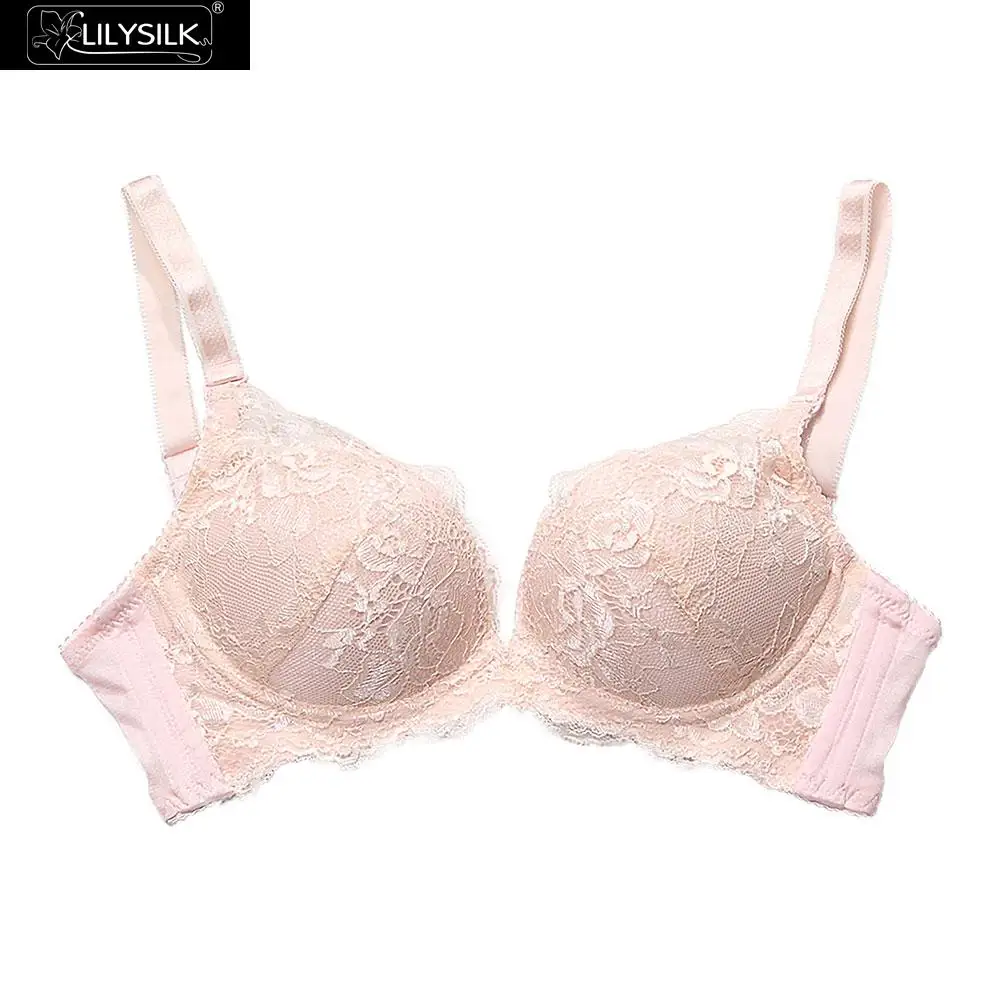 LilySilk Шелковое кружево Bralette сексуальное беспроводное бесплатная