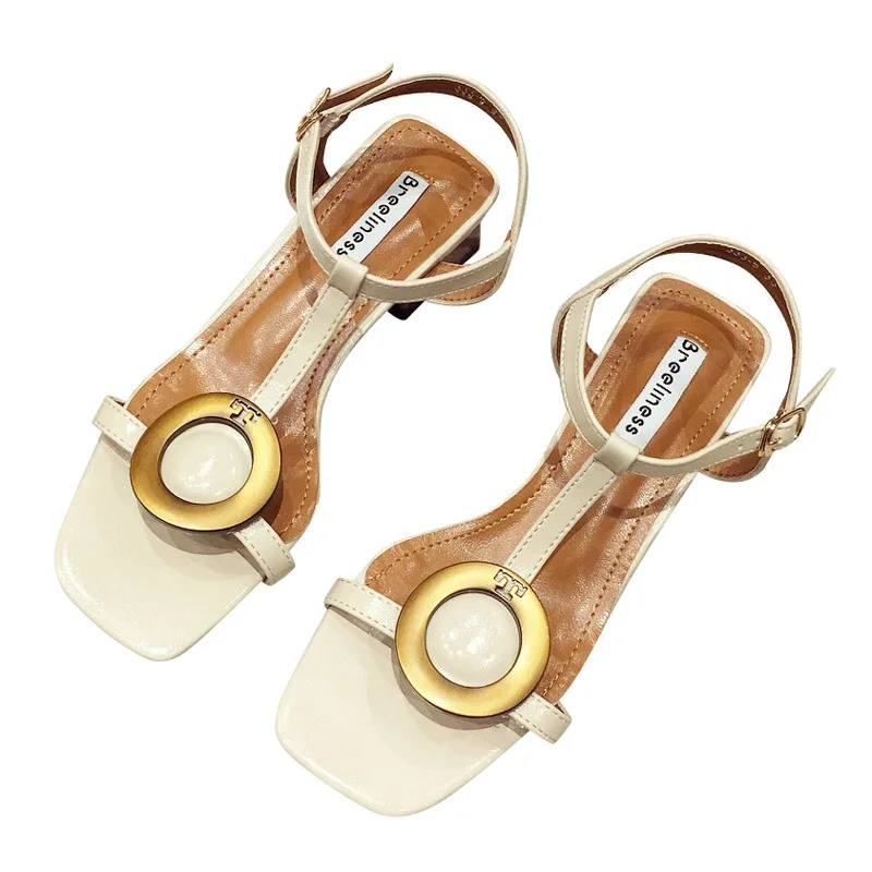 Western famous brand metal ring t-strap sandalias female summer hot narrow band gladiator sandals woman cutout sandalia shoes | Обувь
