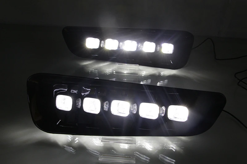 Автомобильные мигающие 2 шт. DRL светодиодный дневные ходовые огни для Ford Raptor SVT F150 с сигналом поворота желтые противотуманные фары