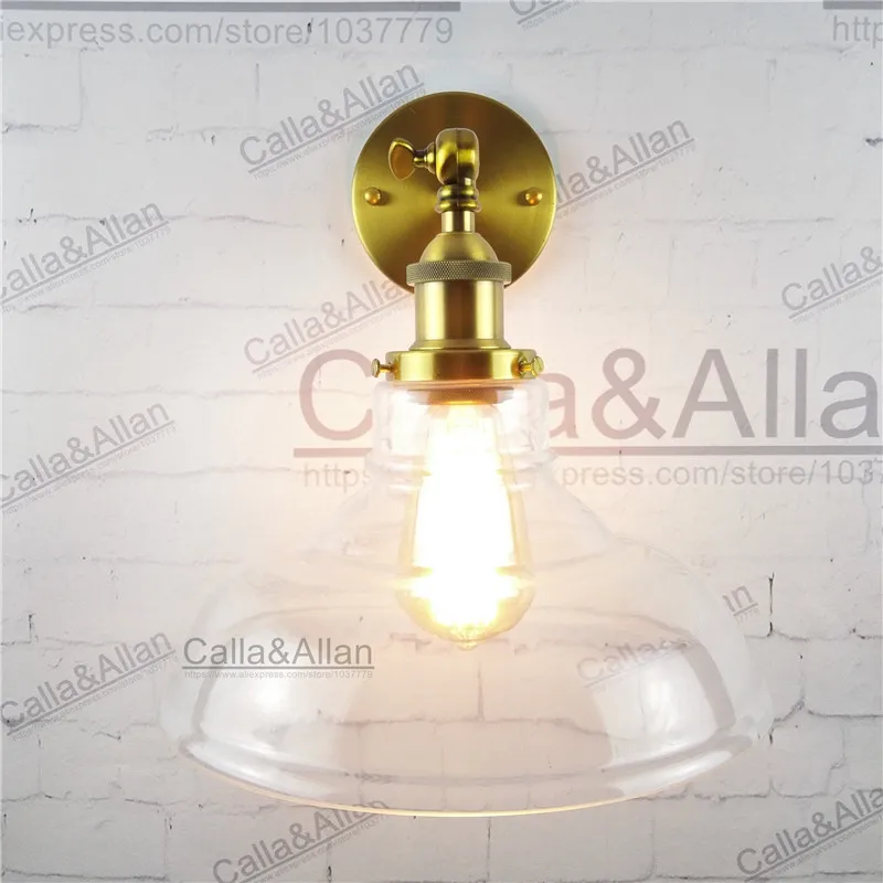 Industrial Vintage Wall Sconce glass shade loft Lamp light fixture antique brass E27 AC 110V/220V edison retro wall | Освещение