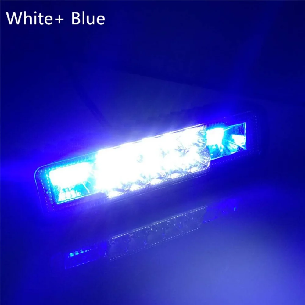 White With Blue 2 шт. 12V 24V автомобиль 24 Вт 6 дюймов Led Предупреждение аварийный светильник со стробоскопической вспышкой светильник бар для вилочного погрузчика машинками) UTV Jeep пикап мотоциклы - Цвет: White With Blue