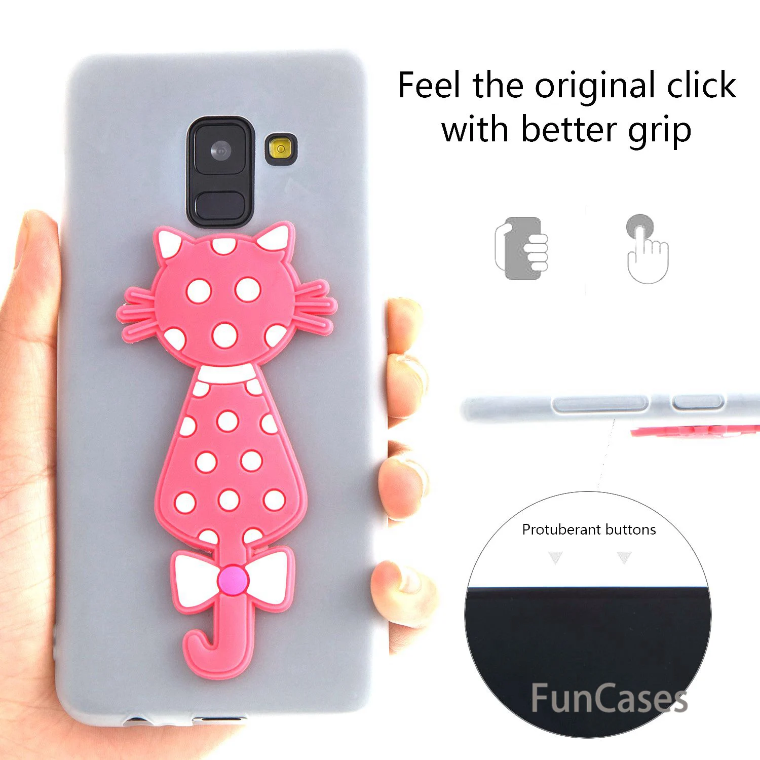 Резиновый чехол с принтом &quotкошечка СПС Capinha samsung A8 2018 Мягкий силиконовый для