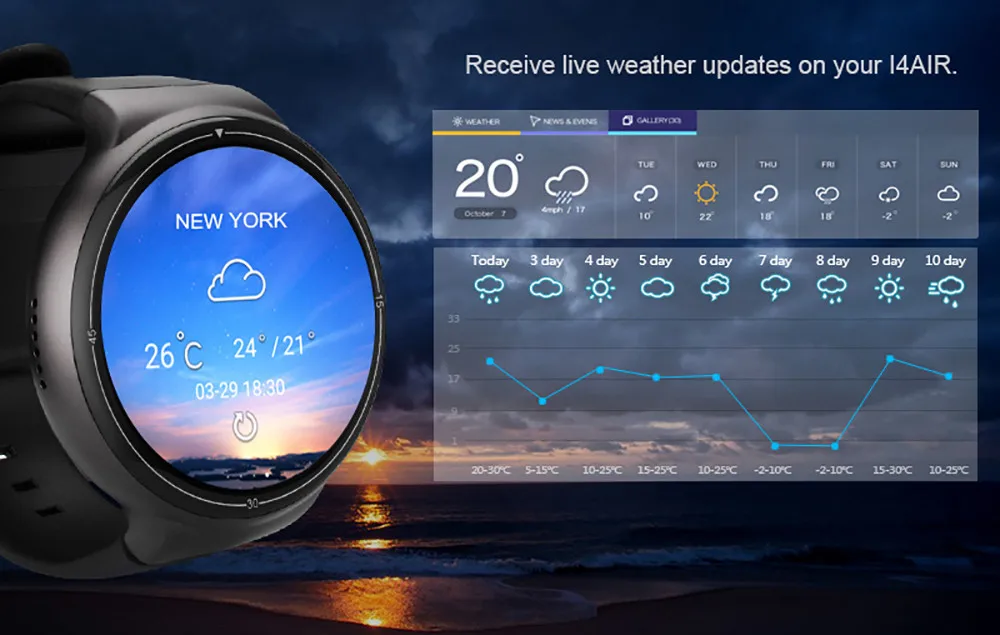 Смарт-часы Voberry I4Air es 2G+ 16G, полный круг, Wifi, частота сердечных сокращений, gps камера, Смарт-часы, мужские водонепроницаемые часы на системе Android phone