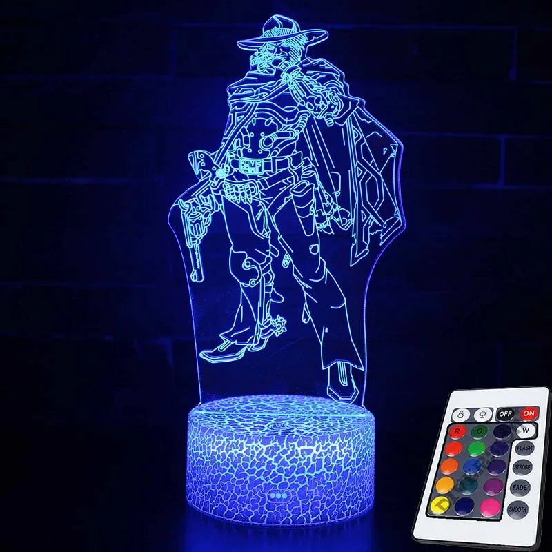 MY163-REMOTE OW 7 цветов меняющаяся Настольная Лампа для проектора USB светильник Led Overwatch Reaper Hanzo Genji mcchini экшн-фигурка светящиеся игрушки - Цвет: MY163-REMOTE