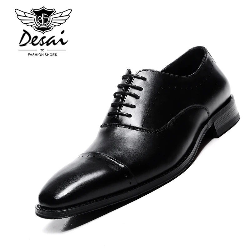 

Luxury Brand Shoes Men Black Genuine Leather Business Dress Shoe Formal Wedding Oxfords Derby Flats Brogues Shoes zapatos hombre