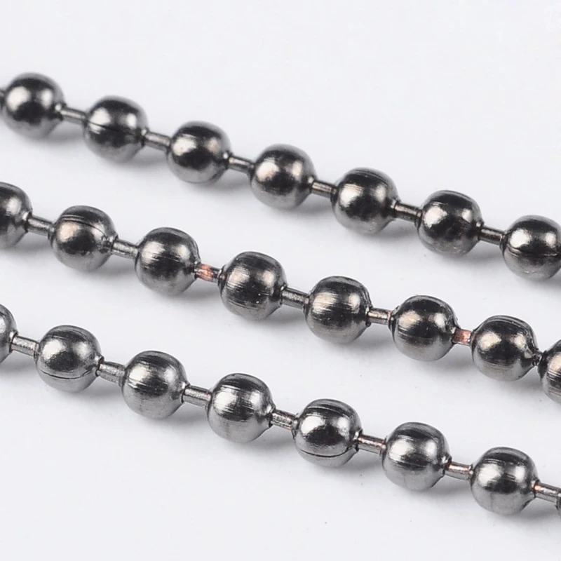 Gunmetal Pandahall 100 м/Шариковые цепочки с катушкой для самодельных ювелирных аксессуаров изготовление браслета ожерелья Размер: 2 мм в диаметре - Цвет: Gunmetal