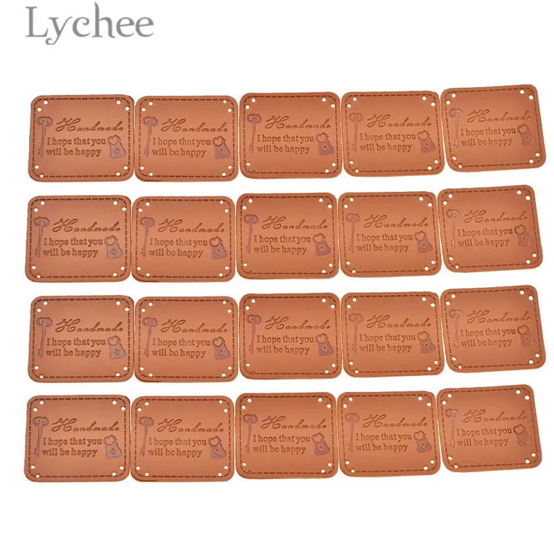 Lychee Life 20 шт. винтажные этикетки ручной работы из искусственной кожи коричневые